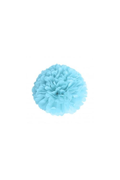 Pompom Satin Bleu Dragée 15cm - Bleu dragée - 15 cm de diamètre