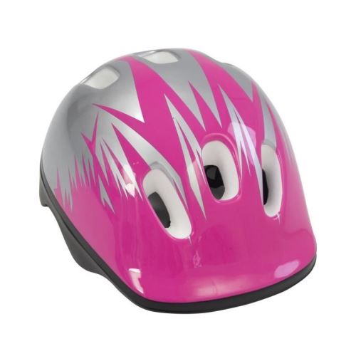 Casque vélo enfant, rose et blanc, taille : 52 - 56 cm.