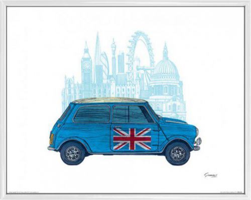 Poster Reproduction Encadré: Barry Goodman - Mini London (40x50 cm), Cadre Plastique, Blanc