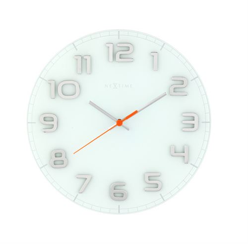 NeXtime NE-8817WI Horloge murale Dia. 30 X 3,5 Cm, ​​Verre, Blanc, 'Classy Round'
