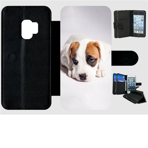 Etui My-Kase pour Galaxy S9 - chiot - Simili-cuir Noir