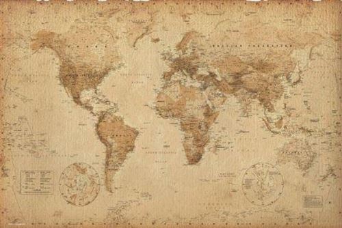 Cartes Historiques Poster - Carte Du Monde, Ye Olde (61x91 cm)