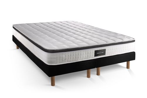 Ensemble matelas et sommier Prestige Literie Ensemble Suprieur 180x200 Mmoire de forme 3 zones double sommier noir