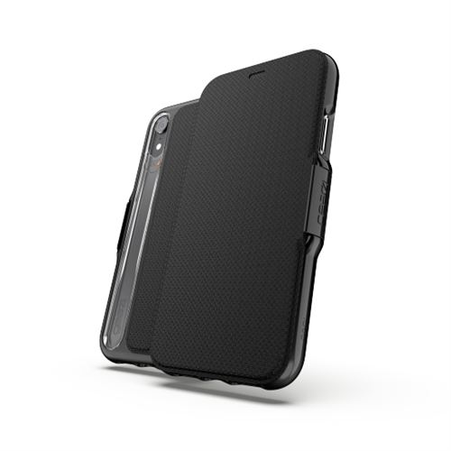 Gear4 D3O Oxford - Flip cover voor mobiele telefoon - polycarbonaat, D3O, thermoplastic polyurethaan (TPU) - zwart - voor Apple iPhone Xr