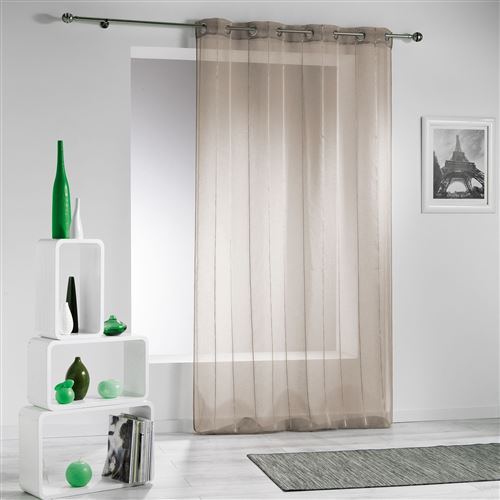 Panneau a oeillets 140 x 260 cm voile sable raye modeli Lin