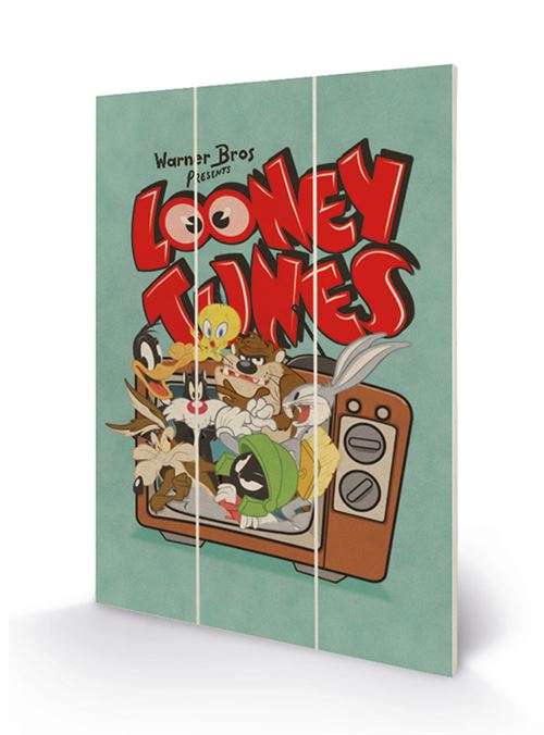 LOONEY TUNES - Retro TV - Impression sur bois 20x29.5
