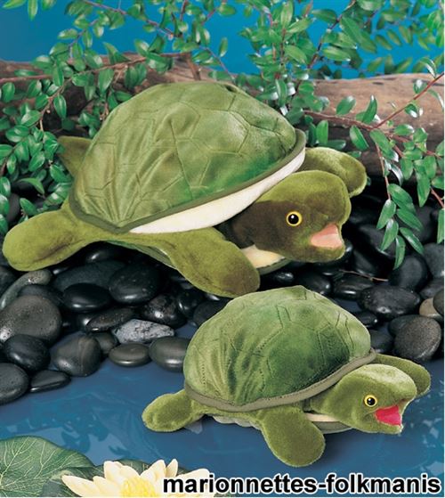 Peluche bébé tortue marionnette 25 cm de la marque Folkmanis