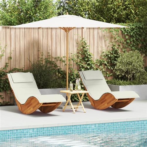 Non Communiqué Or Vidaxl Chaises Longues À Bascule Avec Coussins 2 Pcs En Bois Massif D'acacia 3329134