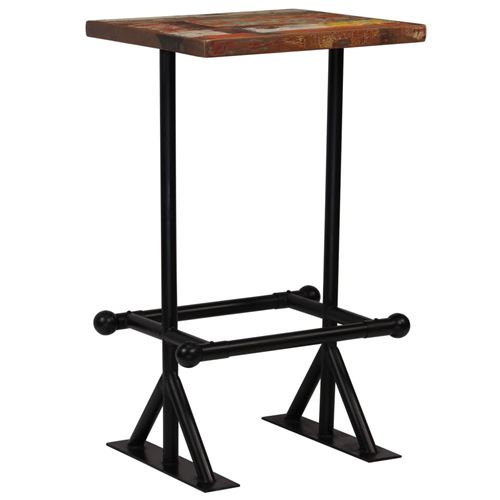 vidaXL Table de bar Bois récupération massif Multicolore 60x60x107 cm