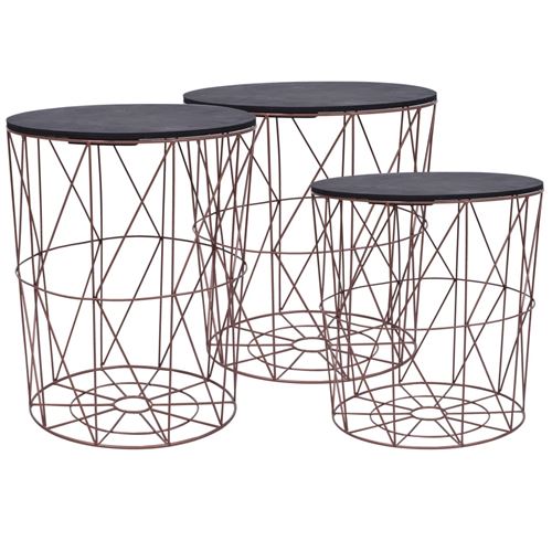 vidaXL Table basse 3 pcs Cuivre
