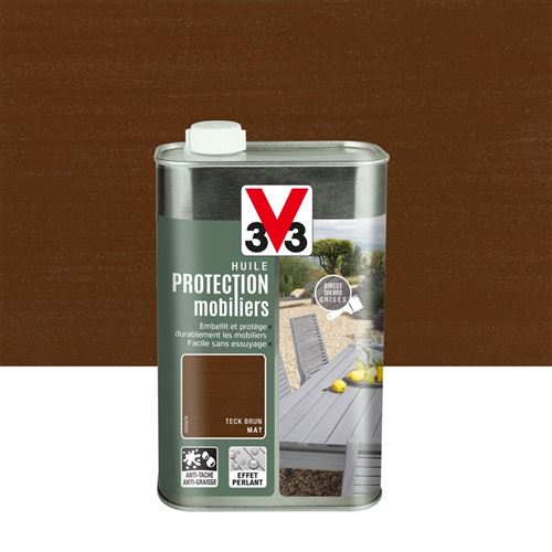 Huile V33 Protection mobilier opaque teck brun mat, 1 l