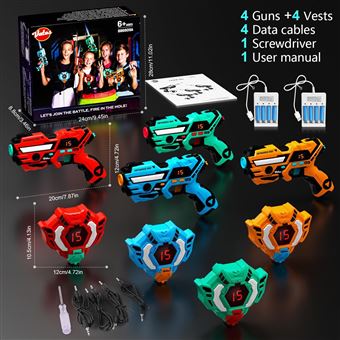 Pistolet Infrarouge VATOS Rechargeable - Set 4-en-1 Avec Chargeur, 4 Sets