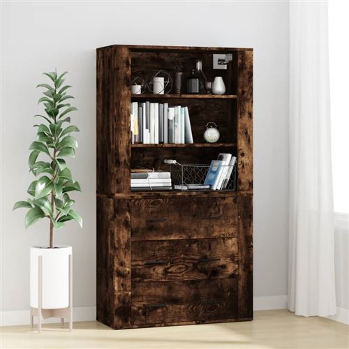 Non Communiqué Marron Vidaxl Buffet Haut Chêne Fumé Bois D'ingénierie3185396