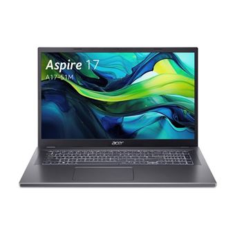 Acer Aspire 17 A17-51M - Intel Core i7 - 13620H / tot 4.9 GHz - Win 11 Home - UHD Graphics - 32 GB RAM - 1.024 TB SSD NVMe - 17.3" IPS 1920 x 1080 (Full HD) - Wi-Fi 6E - staalgrijs - tsb Frans - 1
