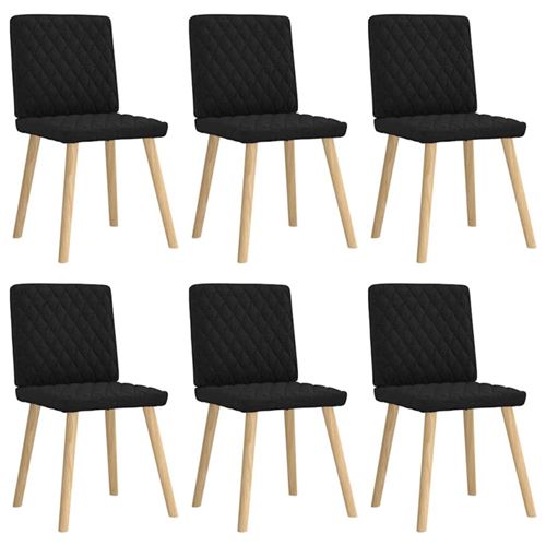 Vidaxl Noir Chaises À Manger - Lot De 6 - Tissu - Image 2