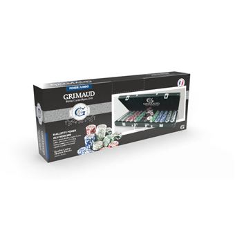 Mallette de 500 jetons de poker Grimaud – jetons en ABS avec insert métal – avec 2 jeux de cartes Grimaud