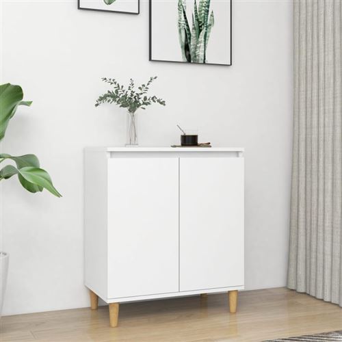 vidaXL Buffet avec pieds en bois massif blanc bois d'ingénierie