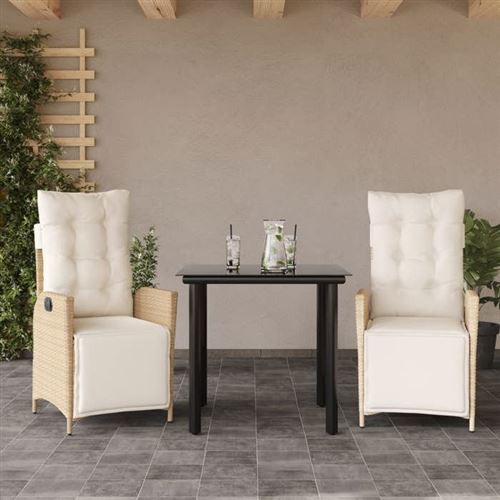 Vidaxl Beige Ensemble À Manger 3 Pcs Résine - Image 2
