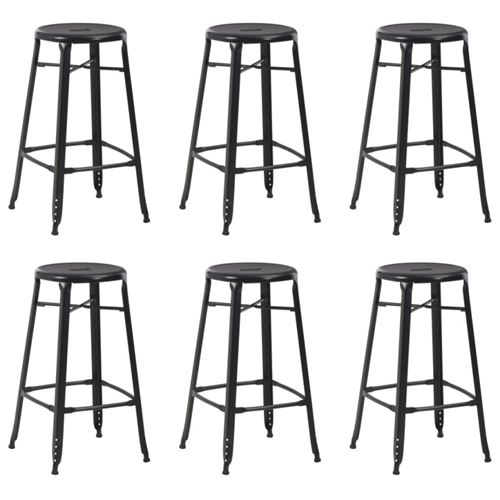Vidaxl tabourets de bar lot de 6 noir acier 3054559