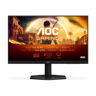 AOC Gaming 24G42E - Écran LED - jeux - 24" (23.8" visualisable) - 1920 x 1080 Full HD (1080p) @ 180 Hz - Fast IPS - 300 cd/m² - 1000:1 - HDR10 - 0.5 ms - HDMI, DisplayPort - noir