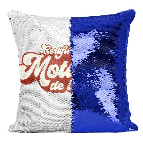 Fabulous Coussin avec Housse Sequin - Paillettes Bleu Certifiée meilleure Motarde de l'univers [40 x 40 cm]