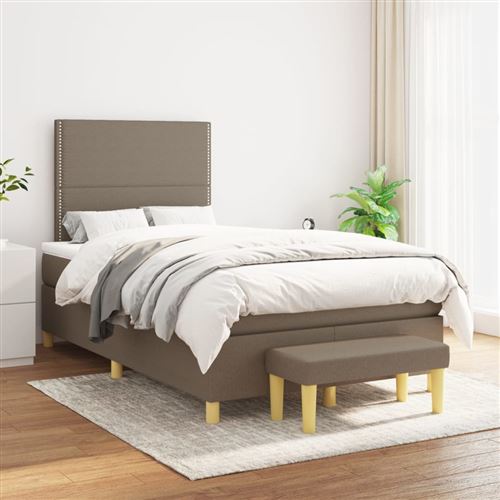 vidaXL Sommier à lattes de lit avec matelas Taupe 120x200 cm Tissu3137065