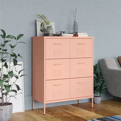 Non Communiqué Rose Armoire À Tiroirs 80X35x101,5 Cm Acier