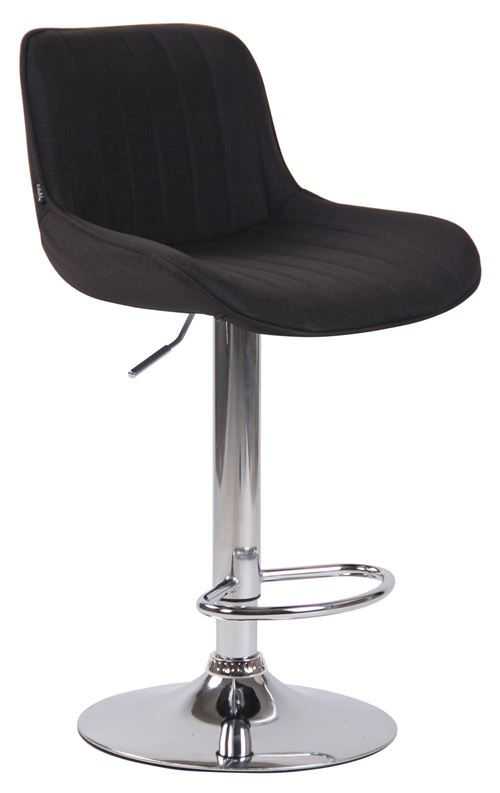 Tabouret de bar Lentini en Tissu avec Hauteur réglable et Piètement trompette en Métal , Noir /Chrome