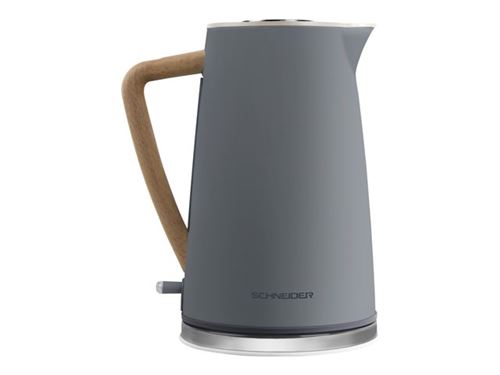Ohmex Kettle Bouilloire, 1.7 litres, 2200 Watt, gris et bois