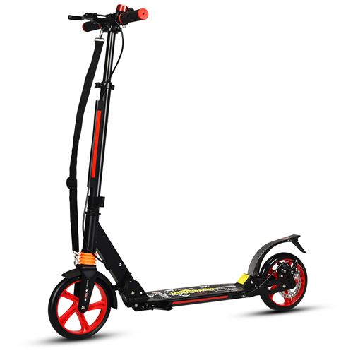 COSTWAY  Trottinette Enfant &agrave; 2 Roues Pliable avec Frein 3 Hauteures Aajustables Fait en Alliage dAluminium Charge Max.100KG Noir 