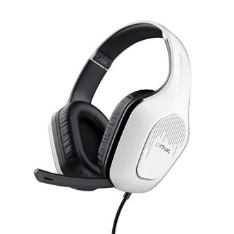 Trust GXT 418W Rayne Casque Gaming Léger pour PC Xbox PS4 PS5 Switch Mobile, Transducteurs 50 mm, Jack 3.5 mm, Câble de 2 m, Blanc - 1