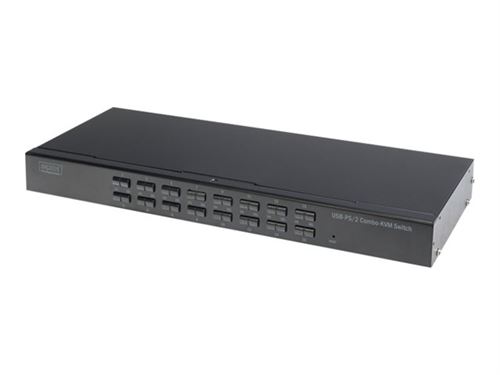 DIGITUS Professional DS-23300-2 - Commutateur KVM - 16 x KVM port(s) - 1 utilisateur local - Montable sur rack