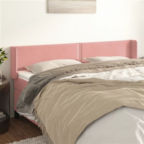 vidaXL Tête de lit avec oreilles Rose 183x16x78/88 cm Velours