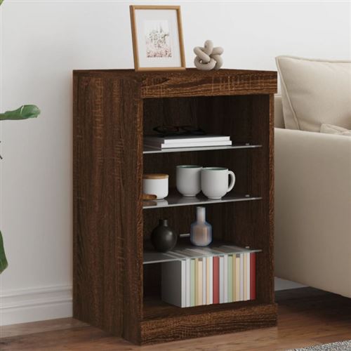 Vidaxl Marron Buffet Led - Chêne Bois D'ingénierie - Image 3