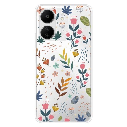 Coque en silicone imprimée compatible Xiaomi Redmi 13C 4G Fleurs colorées