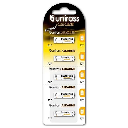 UNIROSS Pack de 5 Piles Alcaline A27/MN27/27A 12V