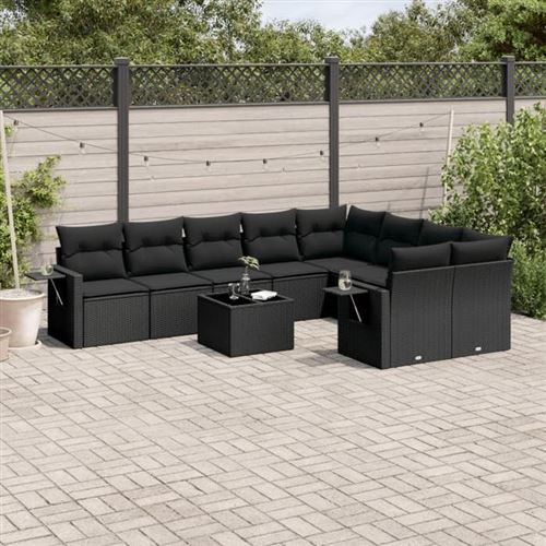 Non Communiqué Noir Salon De Jardin Modulable Vidaxl Rotin 10 Pieces 9 Personnes