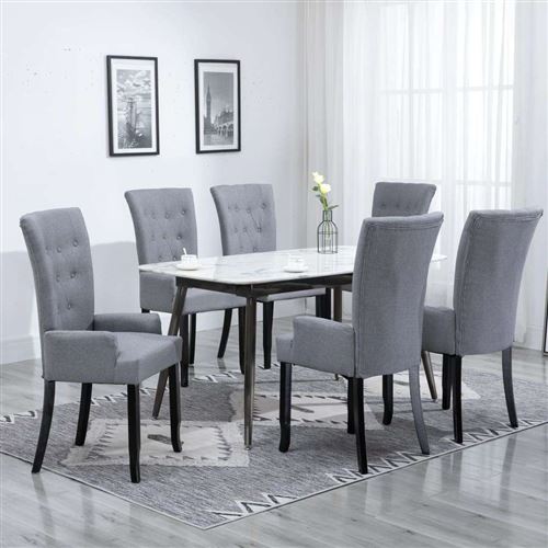 vidaXL Chaises de salle à manger avec accoudoirs 6pcs Gris clair Tissu