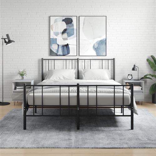 VIDAXL - Table de chevet - Sonoma - Gris - 40x35x50 cm - Image 2