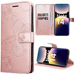 Étui Pour Xiaomi Redmi Note 14 Pro Plus 5g Magnétique Cuir Premium Couverture Rabotant Gaufrage Papillon Gangxun Noir