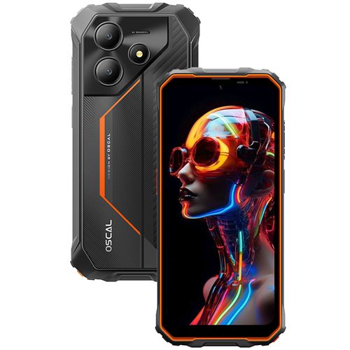 Oscal MARINE 2 Téléphone Portable Incassable 24Go+256Go-SD 2To 6.56 90Hz Gemini AI 2.0 11000mAh Android 15 Double SIM 4G - Orange
