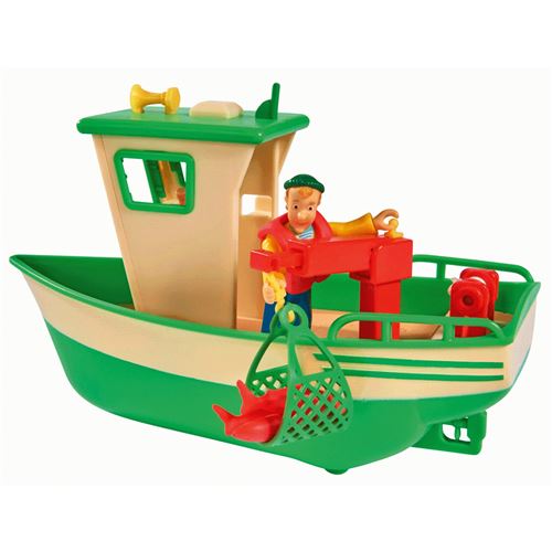 Figurine-Simba Toys 109251074 - Sam le Pompier Bateau de pêche de Charlie avec figurine