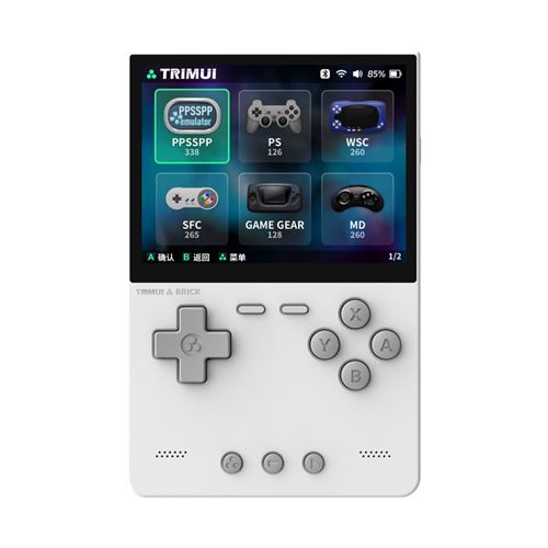Console de jeu SZSMART Trimui Brick 3,2 pouces, système open source 128 Go - Blanc