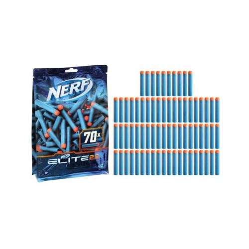 NERF - Elite 2.0 - Recharge de 70 flechettes en mousse Nerf Elite 2.0 officielles, compatibles avec les blasters Nerf Elite