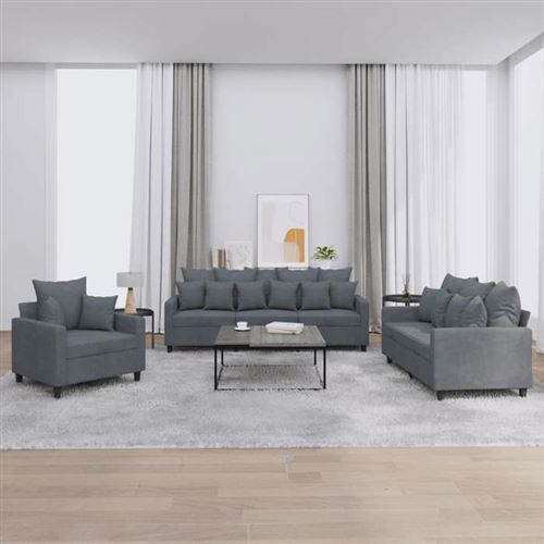 Non Communiqué Gris Vidaxl Ensemble De Canapés Avec Coussins 3 Pcs, Canapés Avec Accoudoirs Et Dossier, Ensemble De Meubles, Mobilier De Salon, 3201681