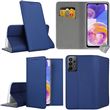 Housse pour Samsung Galaxy A23 4G / 5G - etui coque pochette portefeuille + verre trempe - BLEU MAGNET - htdmobiles
