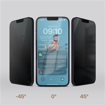 Verre Incassable pour iPhone 13 13 Pro et 14 Anti-espion Garantie à vie Force Glass Noir