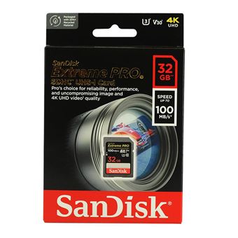 SanDisk Extreme Pro - Carte mémoire flash - 32 Go - Video Class V30 / UHS-I U3 / Class10 - SDHC UHS-I