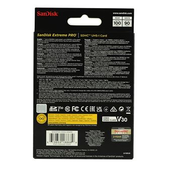 SanDisk Extreme Pro - Carte mémoire flash - 32 Go - Video Class V30 / UHS-I U3 / Class10 - SDHC UHS-I