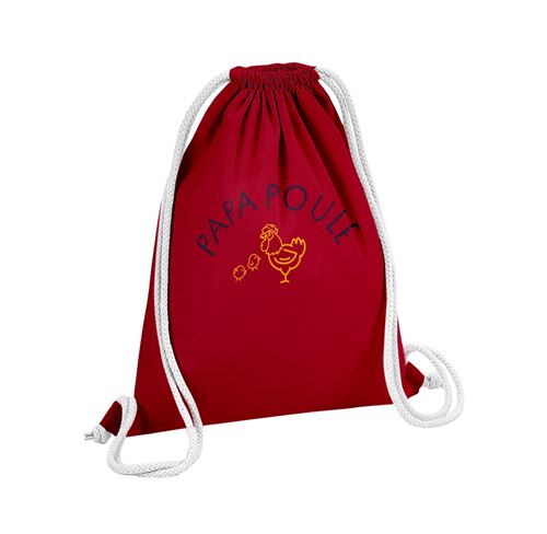 Fabulous Sac de Gym en Coton Rouge Papa Famille Poule 12 Litres